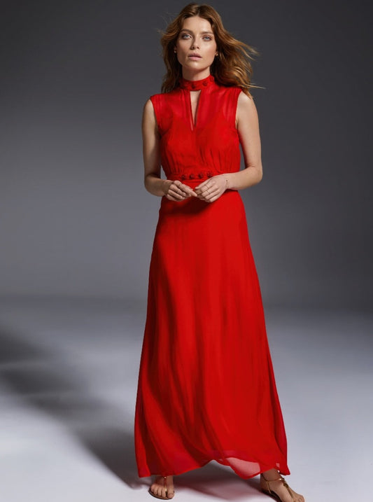 Naomi Silk Chiffon Red Gown