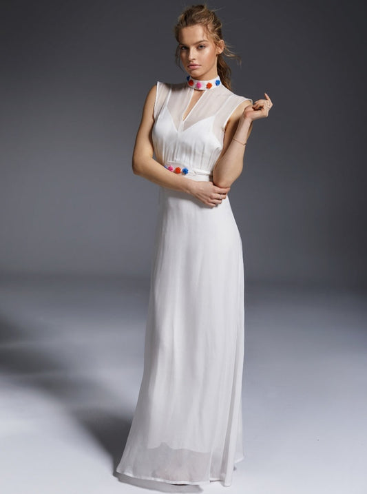 Naomi Silk Chiffon White Gown