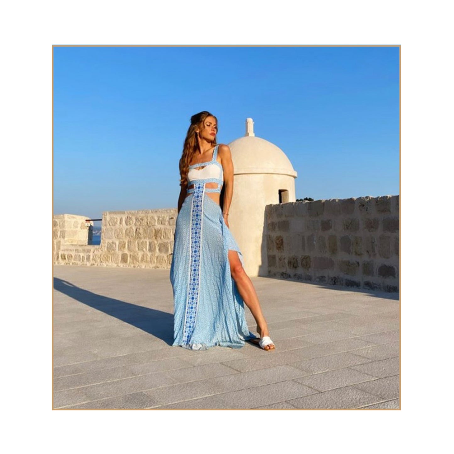 Aquamarine Silk Crepe Dress