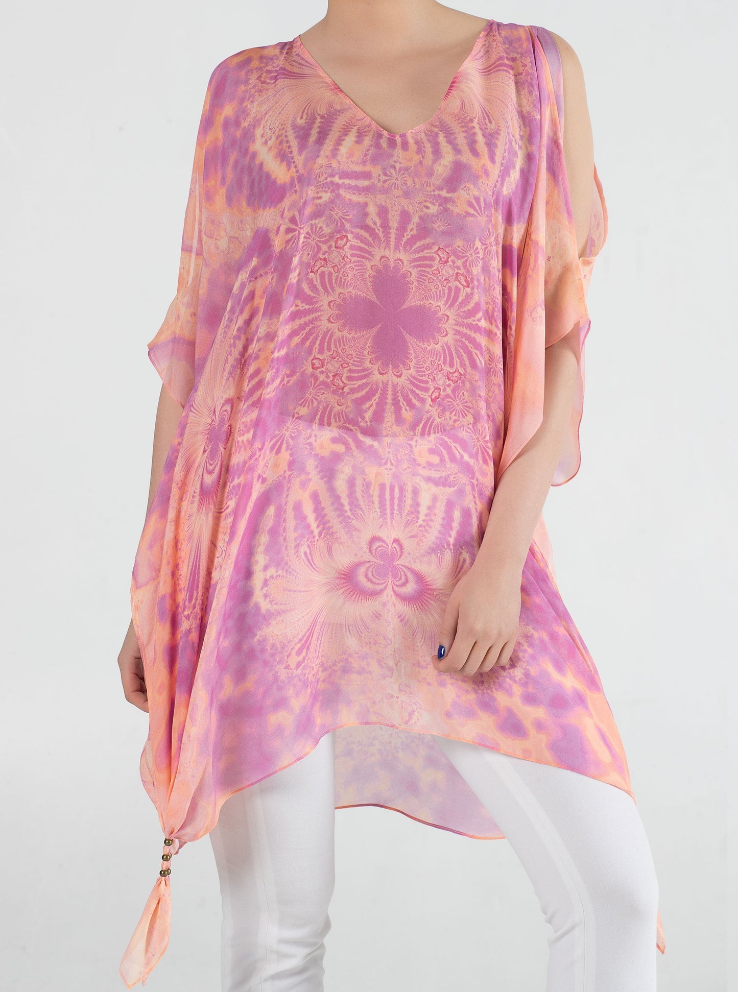 Tourmaline Silk Chiffon Kaftan